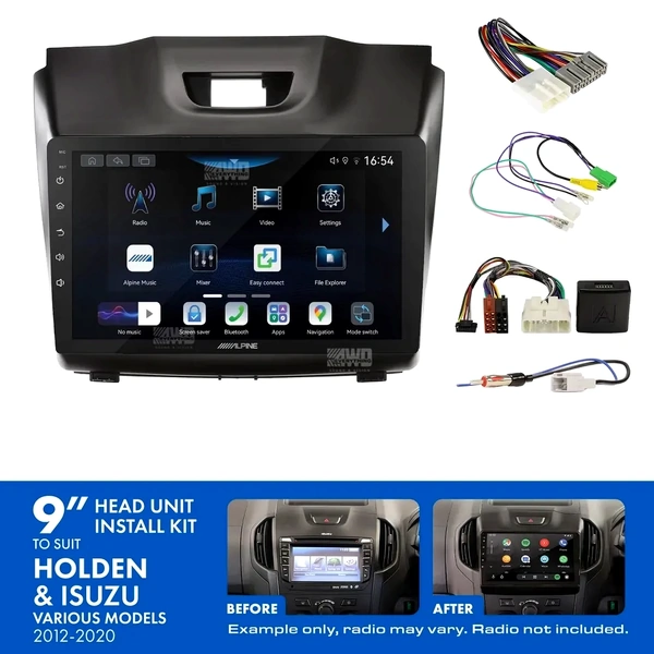 Alpine INE-AW409S + Aerpro AKIZ1B Bundle 9" Trapezoid Head Unit with Install Kit Fits Holden Isuzu 2012-2020