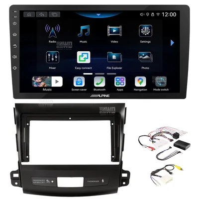 Alpine INE-AW409S + Aerpro AKMB12 Bundle 9 Inch Trapezoid Head Unit with install kit to suit mitsubishi / peugeot 2007-2012