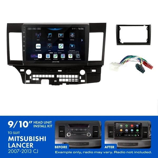 Alpine INE-AW409S + Aerpro AKMB24 Bundle 9" Trapezoid Head Unit with Install Kit Fits Mitsubishi lancer 2007-2013