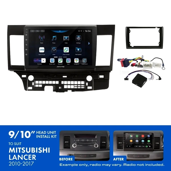 Alpine INE-AW409S + Aerpro AKMB5 Bundle 9" Trapezoid Head Unit with Install Kit Fits Mitsubishi lancer 2010-2017