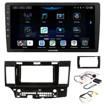 Alpine INE-AW409S + Aerpro AKMB6 Bundle 9" Trapezoid Head Unit with install kit to suit mitsubishi lancer 2007-2013