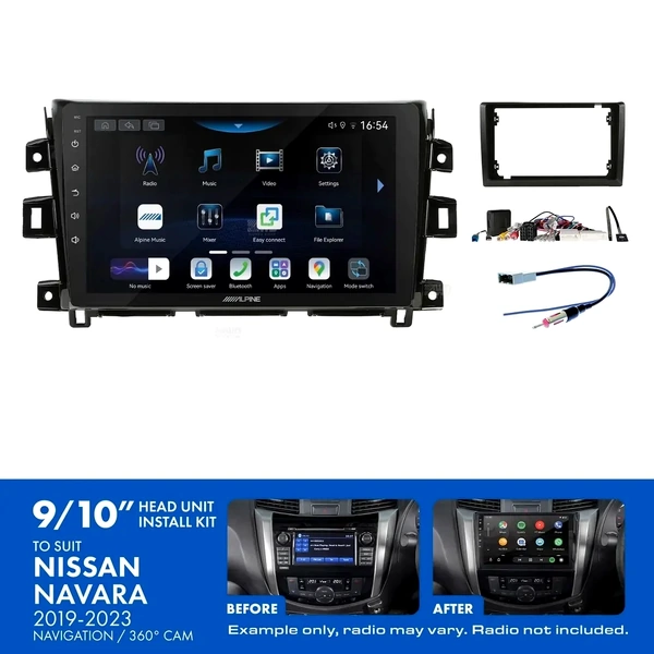 Alpine INE-AW409S + Aerpro AKNI14 Bundle 9" Trapezoid Head Unit with Install Kit Fits Nissan navara 2019-2023