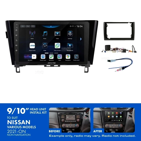 Alpine INE-AW409S + Aerpro AKNI16 Bundle 9" Trapezoid Head Unit with Install Kit Fits model Nissan 2021-