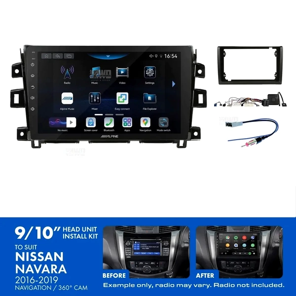 Alpine INE-AW409S + Aerpro AKNI3 Bundle 9" Trapezoid Head Unit with Install Kit Fits Nissan navara 2018-2019