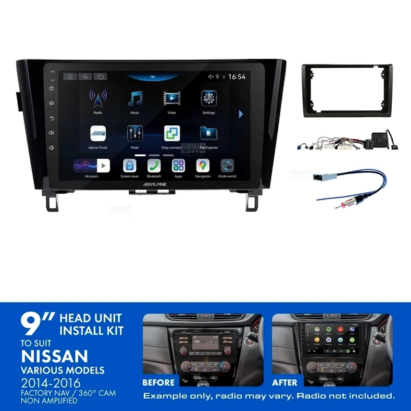Alpine INE-AW409S + Aerpro AKNI5 Bundle 9" Trapezoid Head Unit with Install Kit Fits model Nissan 2014-2020