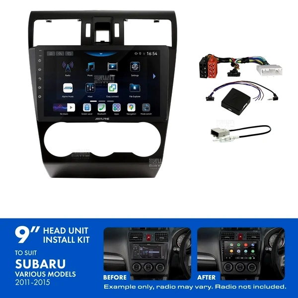 Alpine INE-AW409S + Aerpro AKSU1 Bundle 9" Trapezoid Head Unit with Install Kit Fits Subaru various 2012-2015