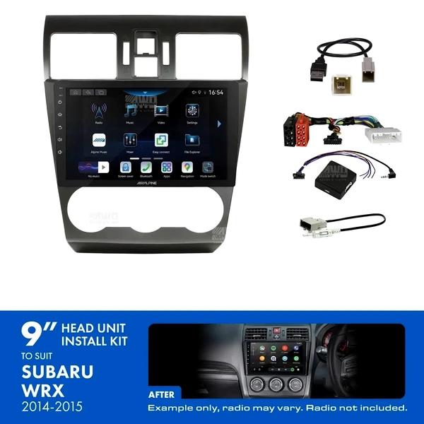 Alpine INE-AW409S + Aerpro AKSU12 Bundle 9" Trapezoid Head Unit with Install Kit Fits Subaru wrx 2014-2015