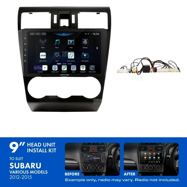 Alpine INE-AW409S + Aerpro AKSU2 Bundle 9" Trapezoid Head Unit with Install Kit Fits Subaru various 2012-2015