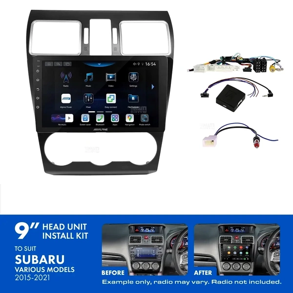 Alpine INE-AW409S + Aerpro AKSU3 Bundle 9" Trapezoid Head Unit with Install Kit Fits Subaru 2015-2021