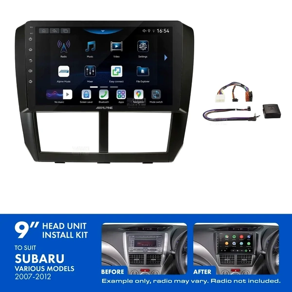 Alpine INE-AW409S + Aerpro AKSU5 Bundle 9" Trapezoid Head Unit with Install Kit Fits Subaru 2007-2011
