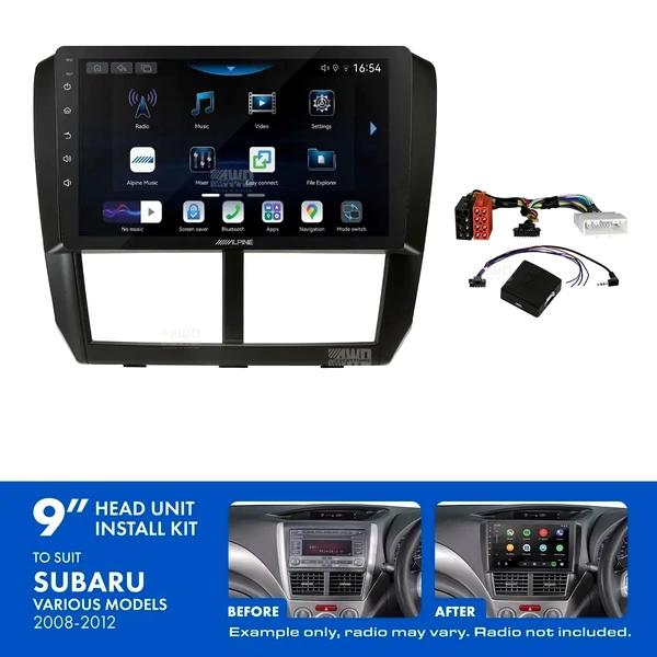 Alpine INE-AW409S + Aerpro AKSU6 Bundle 9" Trapezoid Head Unit with Install Kit Fits Subaru 2011-2014