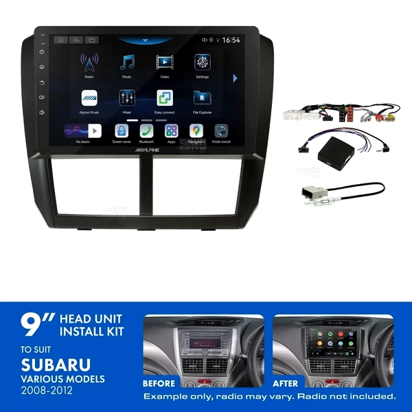 Alpine INE-AW409S + Aerpro AKSU7 Bundle 9" Trapezoid Head Unit with Install Kit Fits Subaru 2007-2014
