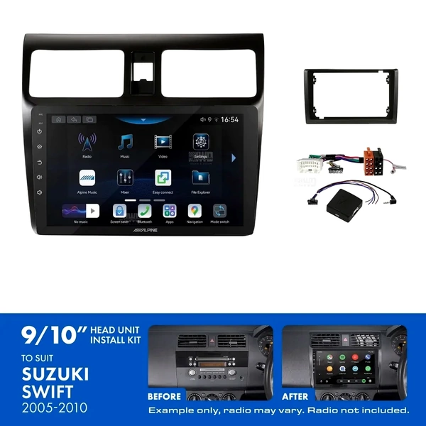 Alpine INE-AW409S + Aerpro AKSZ1 Bundle 9" Trapezoid Head Unit with Install Kit Fits Suzuki swift 2005-2010