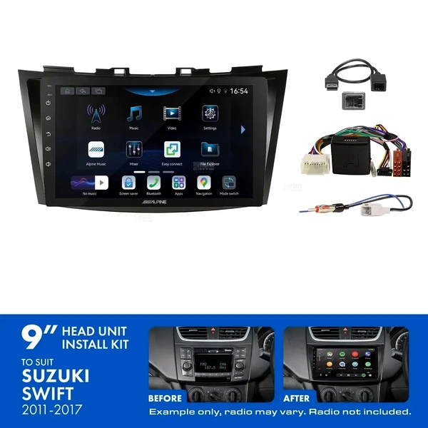 Alpine INE-AW409S + Aerpro AKSZ4 Bundle 9" Trapezoid Head Unit with Install Kit Fits Suzuki swift 2011-2017