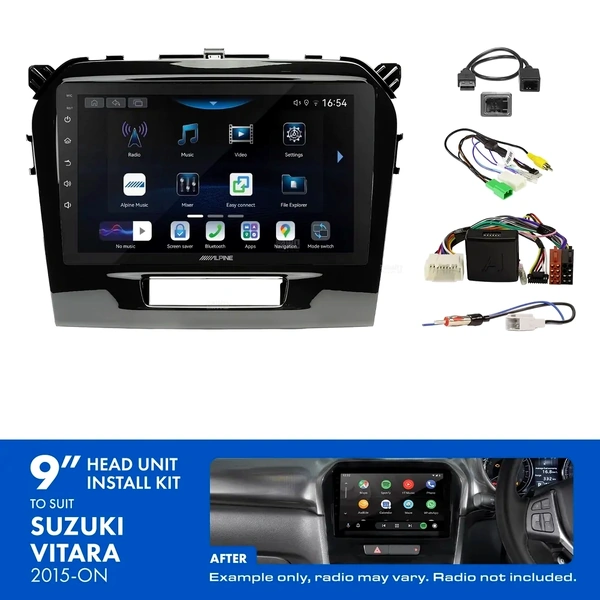Alpine INE-AW409S + Aerpro AKSZ5 Bundle 9" Trapezoid Head Unit with Install Kit Fits Suzuki vitara 2015-