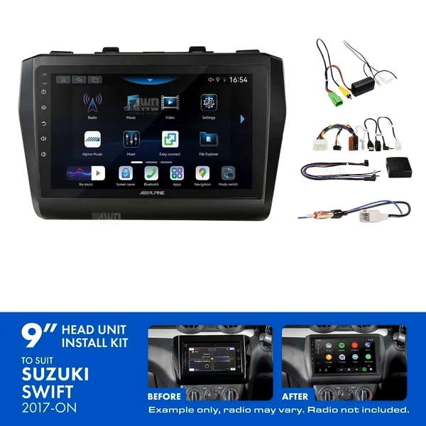 Alpine INE-AW409S + Aerpro AKSZ6 Bundle 9" Trapezoid Head Unit with Install Kit Fits Suzuki swift 2017-