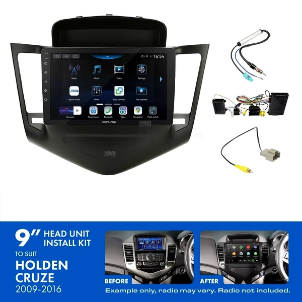 Alpine INE-AW409S + Aerpro AKTGM2 Bundle 9" Trapezoid Head Unit with Install Kit Fits Holden cruze 2009-2016
