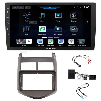 Alpine INE-AW409S + Aerpro AKTGM5 Bundle 9 Inch Trapezoid Head Unit with install kit to suit holden barina tm 2011-2016
