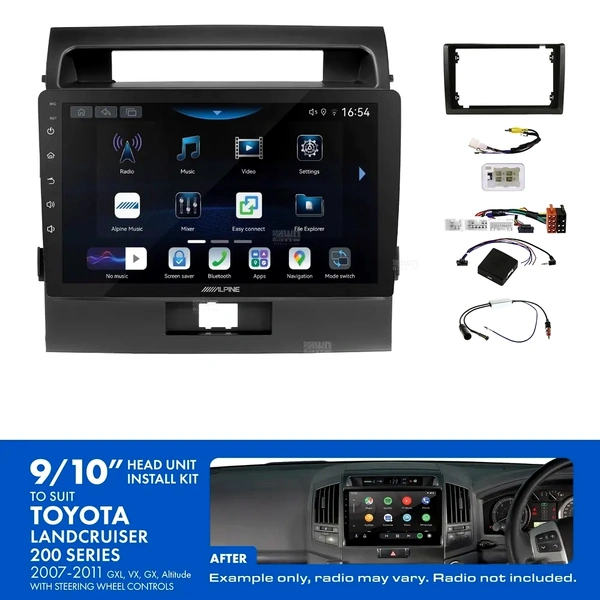Alpine INE-AW409S + Aerpro AKTO17 Bundle 9" Trapezoid Head Unit with Install Kit Fits Toyota landcruiser 200 series