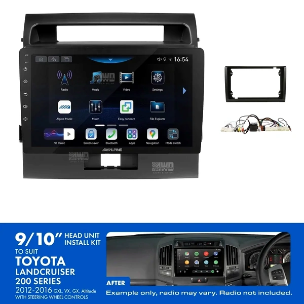 Alpine INE-AW409S + Aerpro AKTO18 Bundle 9" Trapezoid Head Unit with Install Kit Fits Toyota landcruiser 200 series