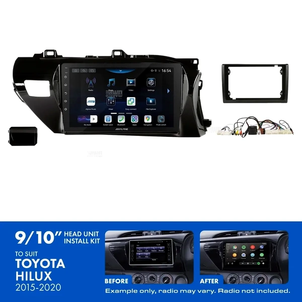 Alpine INE-AW409S + Aerpro AKTO2 Bundle 9" Trapezoid Head Unit with Install Kit Fits Toyota hilux 2015-2020