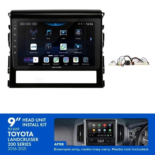 Alpine INE-AW409S + Aerpro AKTO26 Bundle 9" Trapezoid Head Unit with Install Kit Fits Toyota landcruiser 200