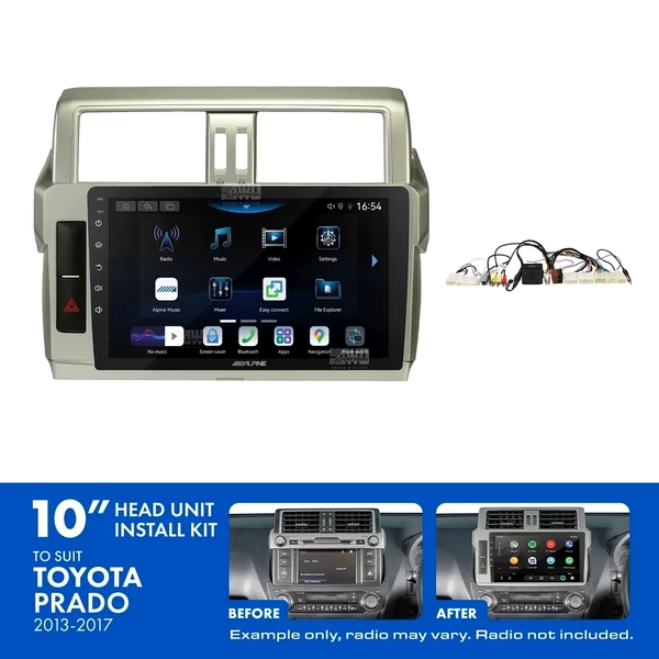 Alpine INE-AW409S + Aerpro AKTO36 Bundle 9" Trapezoid Head Unit with Install Kit Fits Toyota prado 2014-2017