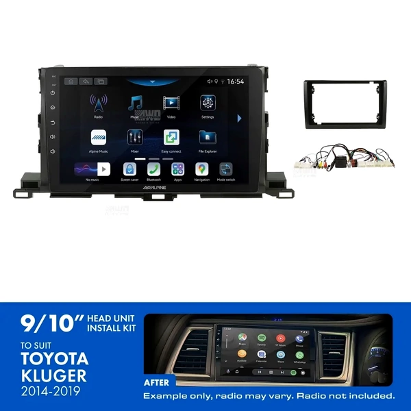 Alpine INE-AW409S + Aerpro AKTO37 Bundle 9" Trapezoid Head Unit with Install Kit Fits Toyota kluger 2014-2019