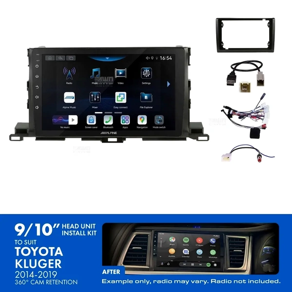 Alpine INE-AW409S + Aerpro AKTO38 Bundle 9" Trapezoid Head Unit with Install Kit Fits Toyota kluger 2014-2019
