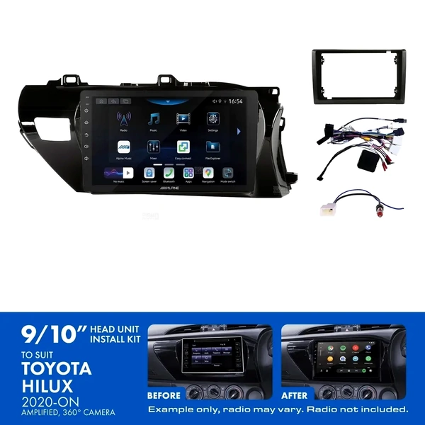 Alpine INE-AW409S + Aerpro AKTO4 Bundle 9" Trapezoid Head Unit with Install Kit Fits Toyota hilux 2020-