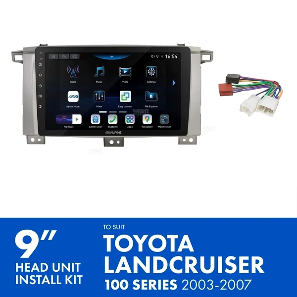 Alpine INE-AW409S + Aerpro AKTO40 Bundle 9" Trapezoid Head Unit with Install Kit Fits Toyota landcruiser 100 2003-2007