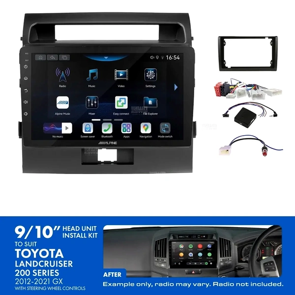 Alpine INE-AW409S + Aerpro AKTO43 Bundle 9" Trapezoid Head Unit with Install Kit Fits model Toyota landcruiser 200 series 2012-2021