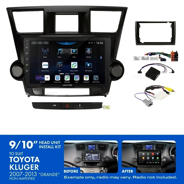 Alpine INE-AW409S + Aerpro AKTO45 Bundle 9" Trapezoid Head Unit with Install Kit Fits Toyota kluger grande 2007-2013