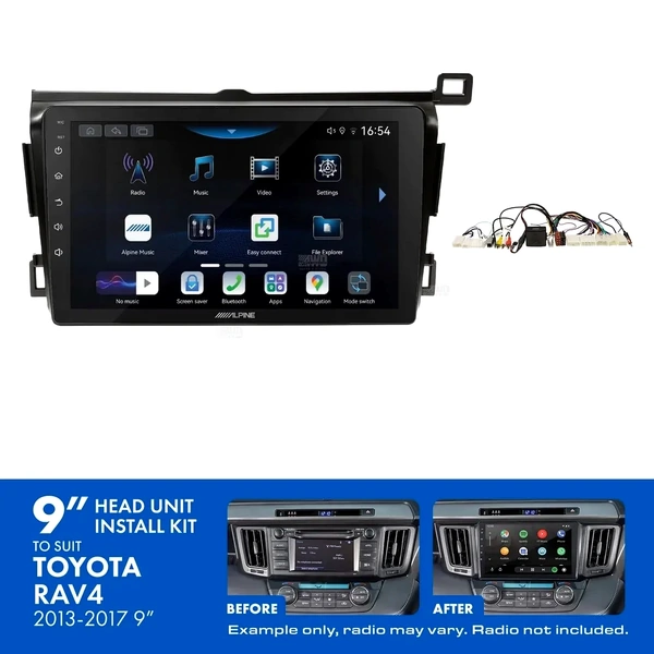 Alpine INE-AW409S + Aerpro AKTO5 Bundle 9" Trapezoid Head Unit with Install Kit Fits Toyota rav4 2013-2017