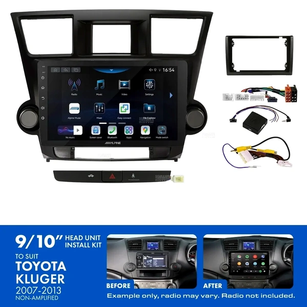 Alpine INE-AW409S + Aerpro AKTO6 Bundle 9" Trapezoid Head Unit with Install Kit Fits Toyota kluger 2007-2013