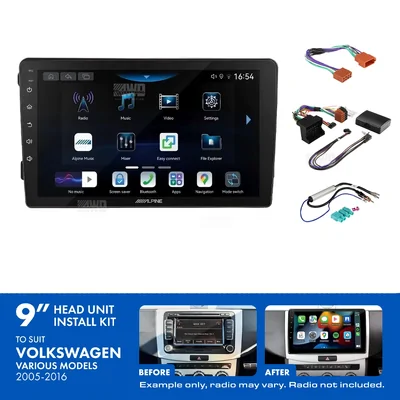 Alpine INE-AW409S + Aerpro AKVW12 Bundle 9" Trapezoid Head Unit with Install Kit Fits various volkswagen models 2005-2016