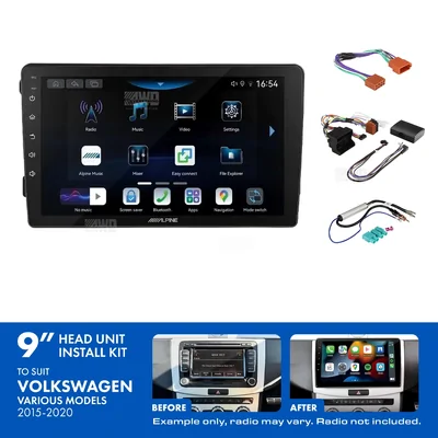 Alpine INE-AW409S + Aerpro AKVW14 Bundle 9" Trapezoid Head Unit with Install Kit Fits various volkswagen models 2015-2020