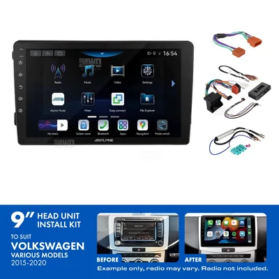 Alpine INE-AW409S + Aerpro AKVW15 Bundle 9" Trapezoid Head Unit with Install Kit Fits various volkswagen models