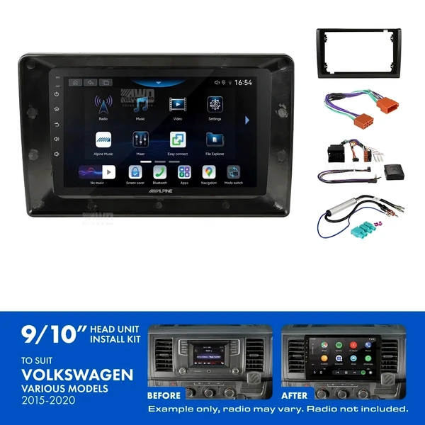 Alpine INE-AW409S + Aerpro AKVW4 Bundle 9" Trapezoid Head Unit with Install Kit Fits Volkswagen various 2015-2020