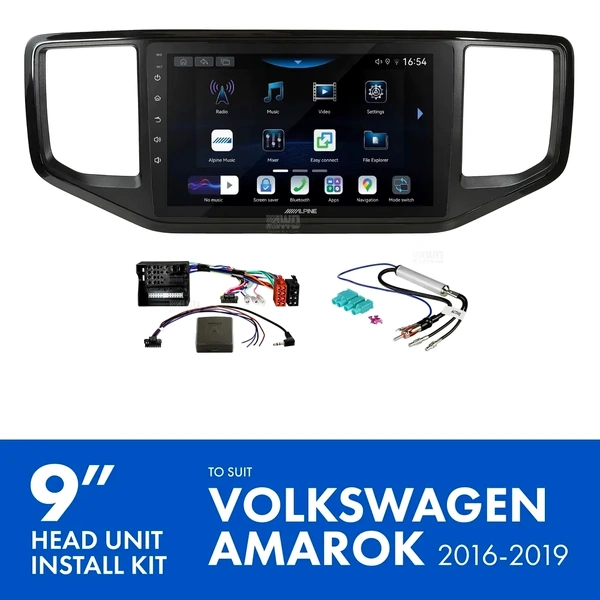 Alpine INE-AW409S + Aerpro AKVW8 Bundle 9" Trapezoid Head Unit with Install Kit Fits Volkswagen amarok 2016-2019