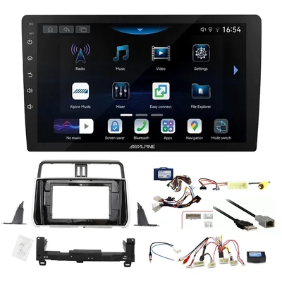 Alpine INE-AW409S 9" Trapezoid Head Unit Bundle for 2017-2020 Toyota LandCruiser Prado 150 Series with Factory Amplifier