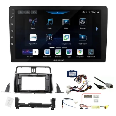 Alpine INE-AW409S 9″ Trapezoid Head Unit Bundle for Toyota LandCruiser Prado 150 Series 2017–2020 – Non-Factory Amplified Vehicles