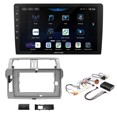 Alpine INE-AW409S 9" Trapezoid Head Unit Upgrade Bundle to Suit Toyota Prado 2013–2017 Factory OEM Amplified Models Only