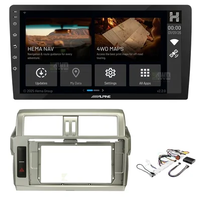 Alpine INE-AX809-10-H + Aerpro AKTO36 Bundle 10-Inch Trapezoid Head Unit with install kit to suit toyota prado 2014-2017