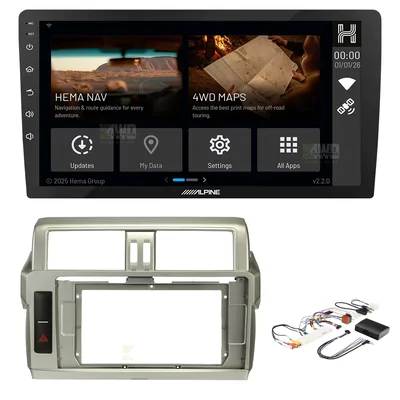 Alpine INE-AX809-10-H + Aerpro AKTO47 Bundle 10-Inch Trapezoid Head Unit with install kit to suit toyota prado gxl 2013-2017