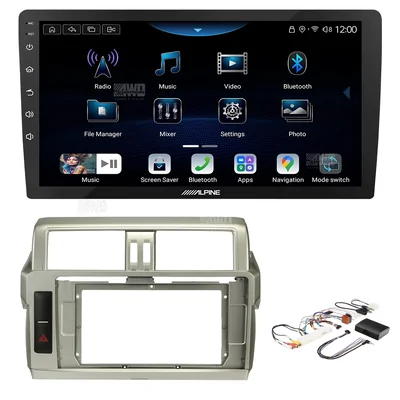 Alpine INE-AX809-10 + Aerpro AKTO47 Bundle 10-Inch Trapezoid Head Unit with install kit to suit toyota prado gxl 2013-2017