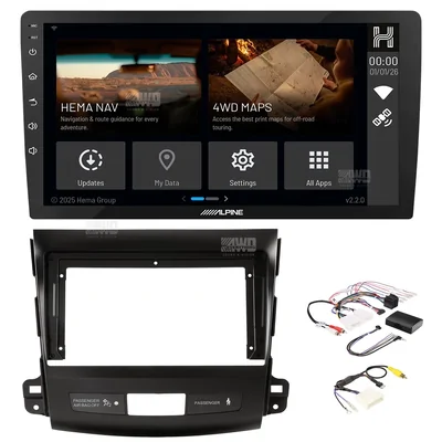 Alpine INE-AX809-H + Aerpro AKMB12 Bundle 9 Inch Trapezoid Head Unit with install kit to suit mitsubishi / peugeot 2007-2012