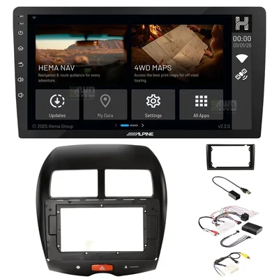 Alpine INE-AX809-H + Aerpro AKMB15 Bundle 9 Inch Trapezoid Head Unit with install kit to suit 9/10 inch to suit mitsubishi asx rockford 2010-2013