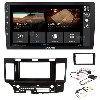 Alpine INE-AX809-H + Aerpro AKMB6 Bundle 9" Trapezoid Head Unit with install kit to suit mitsubishi lancer 2007-2013