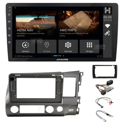 Alpine INE-AX809-H + Aerpro AKTHO9 Bundle 9" Trapezoid Head Unit with install kit to suit honda civic 2006-2011 with swc